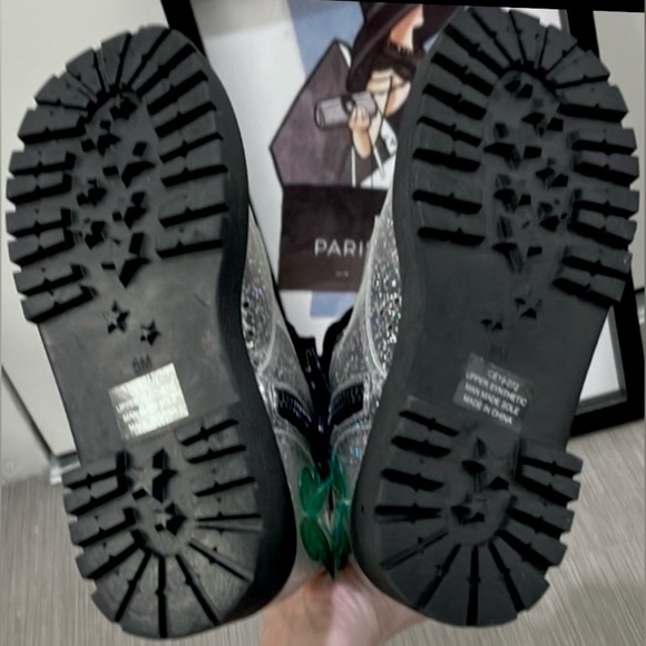 Dolls Kill Club EXX 3D butterfly Terrarium combat boots silver glitter size 5 - Picture 11 of 12